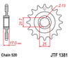 Honda JTF1381.15 CB500, CBR500, CMX500  15T Front Sprocket